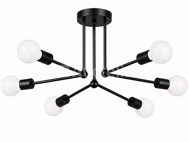 Led hanglamp max 18w – 6x e27 – zwart – 600x250mm – ip20 – lorenzo-6 - afbeelding 2 van  5