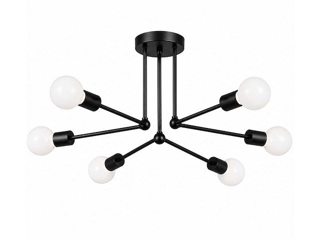 Led hanglamp max 18w – 6x e27 – zwart – 600x250mm – ip20 – lorenzo-6 - afbeelding 2 van  5