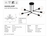 Led hanglamp max 18w – 6x e27 – zwart – 600x250mm – ip20 – lorenzo-6 - afbeelding 4 van  5