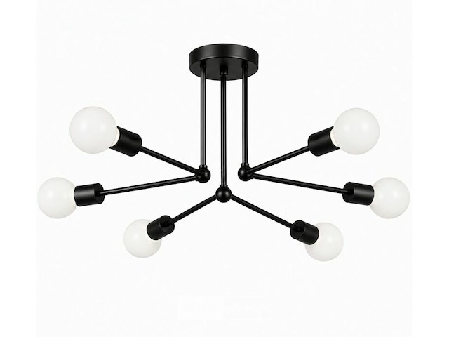 Led hanglamp max 18w – 6x e27 – zwart – 600x250mm – ip20 – lorenzo-6 - afbeelding 3 van  6