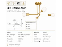 Led hanglamp max 18w – e27 – goud – 520x250mm – ip20 – lorenzo-4 - afbeelding 5 van  5