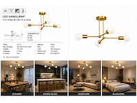 Led hanglamp max 18w – e27 – goud – 520x250mm – ip20 – lorenzo-4 - afbeelding 4 van  4