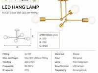Led hanglamp max 18w – e27 – goud – 520x250mm – ip20 – lorenzo-4 - afbeelding 4 van  5