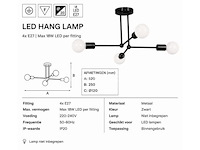 Led hanglamp max 18w – e27 – zwart – 520x250mm – ip20 – lorenzo-4 - afbeelding 1 van  5