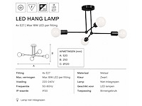 Led hanglamp max 18w – e27 – zwart – 520x250mm – ip20 – lorenzo-4 - afbeelding 4 van  5