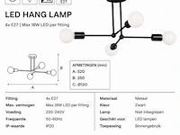 Led hanglamp max 18w – e27 – zwart – 520x250mm – ip20 – lorenzo-4 - afbeelding 5 van  6