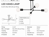 Led hanglamp max 18w – e27 – zwart – 520x250mm – ip20 – lorenzo-4 - afbeelding 4 van  5