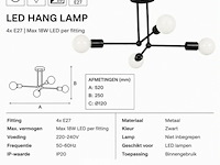 Led hanglamp max 18w – e27 – zwart – 520x250mm – ip20 – lorenzo-4 - afbeelding 5 van  6