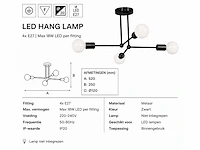 Led hanglamp max 18w – e27 – zwart – 520x250mm – ip20 – lorenzo-4 - afbeelding 4 van  5