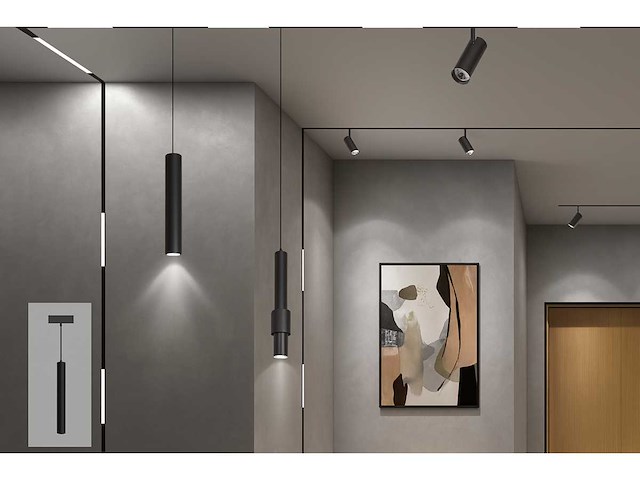 Led hangspot op magnetische rail 48v - 4200k neutraal wit -20w - zwart (x8) - afbeelding 1 van  2