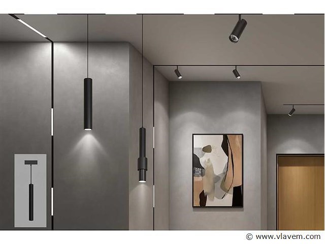 Led hangspot op magnetische rail 48v . 4200k neutraal wit .20w . zwart (x8) - afbeelding 2 van  4