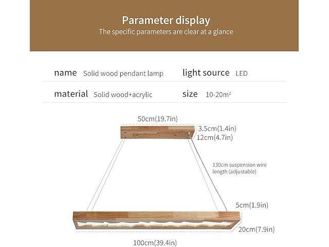 Led houten hanglamp - afbeelding 2 van  6