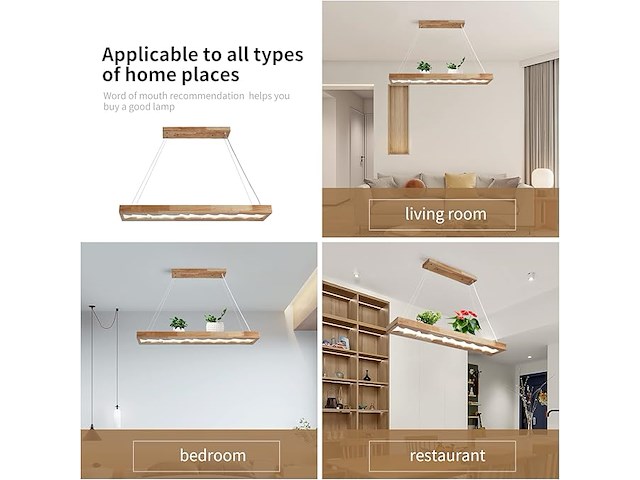 Led houten hanglamp - afbeelding 3 van  6