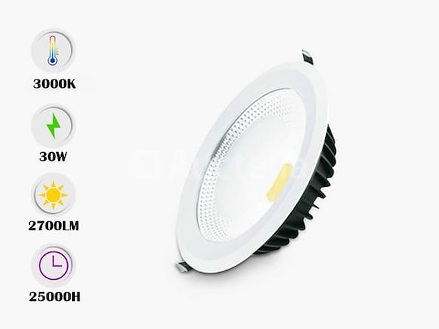 Led inbouwspot - 30w - 3000k warm wit - cob - ip20 (x10) - afbeelding 3 van  4