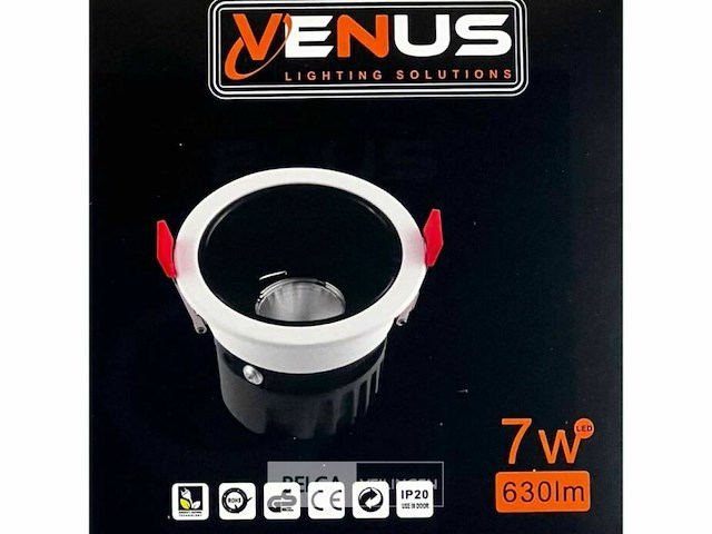 Led inbouwspot - 7w - 6500k koud wit - wit/zwart - ip20 (x50) - afbeelding 5 van  5