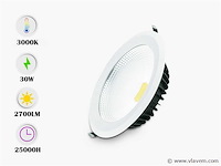 Led inbouwspot . 30w . 3000k warm wit . cob . ip20 (x10) - afbeelding 1 van  4