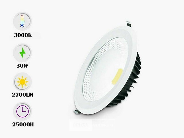Led inbouwspot – 30w – 3000k warm wit – cob – ip20 (x10) - afbeelding 2 van  5
