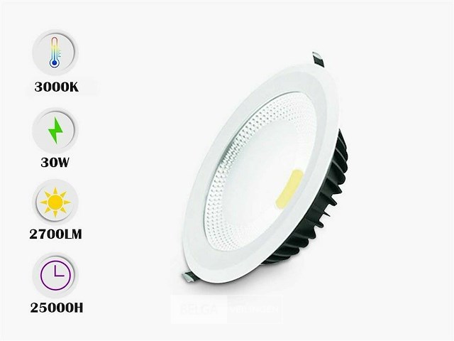 Led inbouwspot – 30w – 3000k warm wit – cob – ip20 (x10) - afbeelding 1 van  5