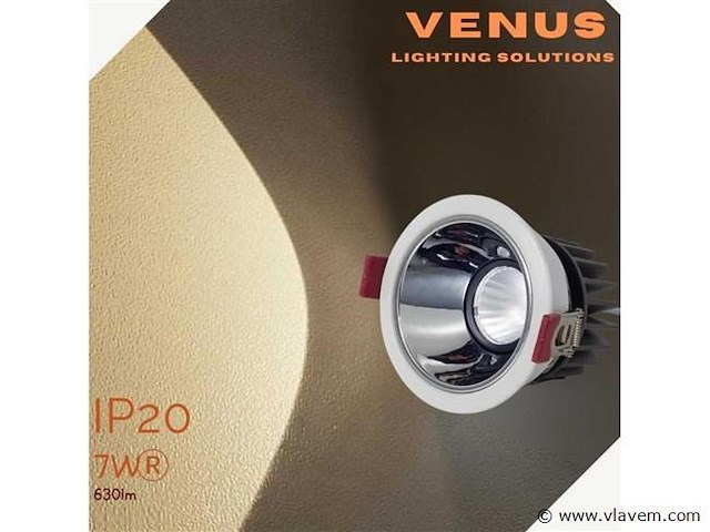Led inbouwspot . 7w . 3000k warm wit . wit/zilver . ip20 (x50) - afbeelding 1 van  4