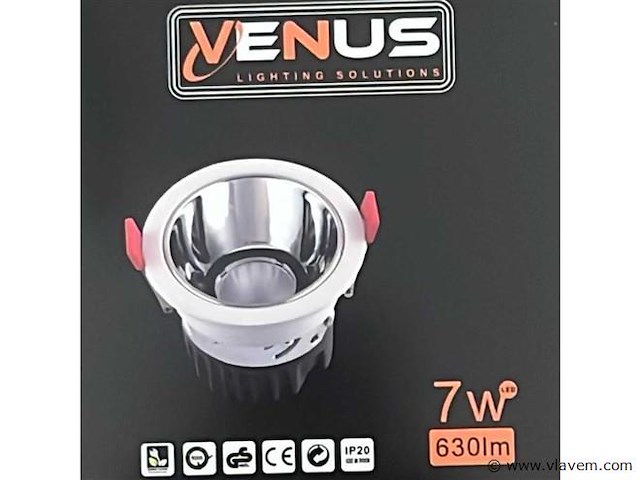 Led inbouwspot – 7w – 3000k warm wit – wit/zilver – ip20 (x50) - afbeelding 4 van  4