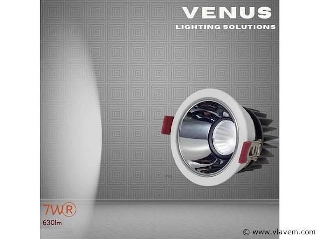 Led inbouwspot – 7w – 6500k koud wit – wit/zilver – ip20 (x100) - afbeelding 1 van  4