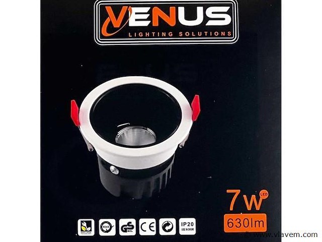 Led inbouwspot . 7w . 6500k koud wit . wit/zwart . ip20 (x100) - afbeelding 4 van  4