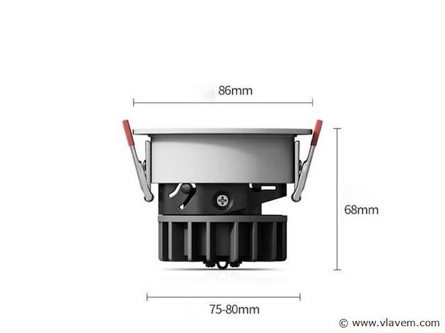 Led inbouwspot – 7w – 6500k koud wit – wit/zwart – ip20 (x100) - afbeelding 2 van  4