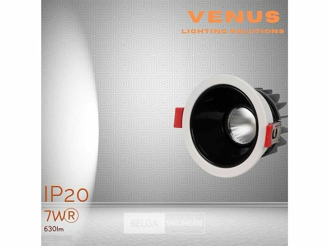 Led inbouwspot – 7w – 6500k koud wit – wit/zwart – ip20 (x100) - afbeelding 2 van  5