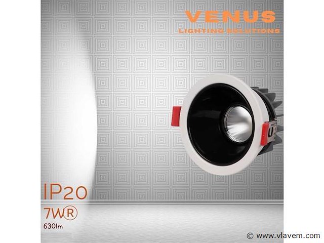 Led inbouwspot – 7w – 6500k koud wit – wit/zwart – ip20 (x50) - afbeelding 1 van  4