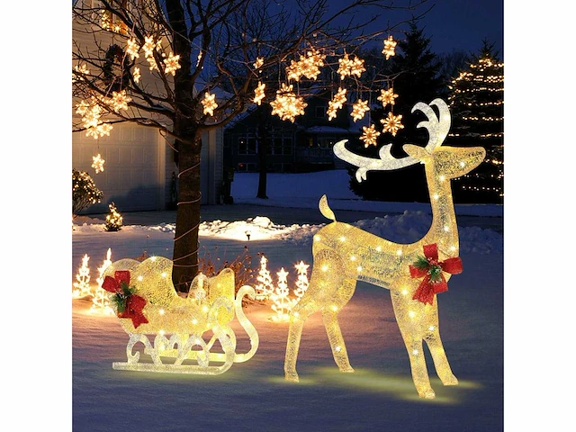 Led kerstversiering: rendieren en arrenslee - afbeelding 3 van  4