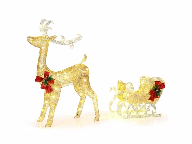 Led kerstversiering: rendieren en arrenslee - afbeelding 1 van  4