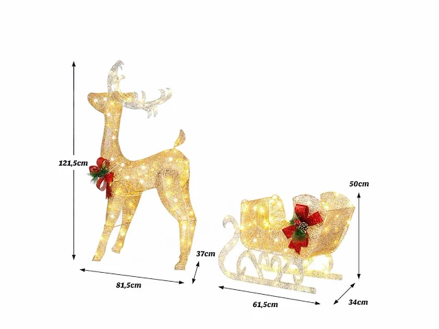 Led kerstversiering: rendieren en arrenslee - afbeelding 2 van  4