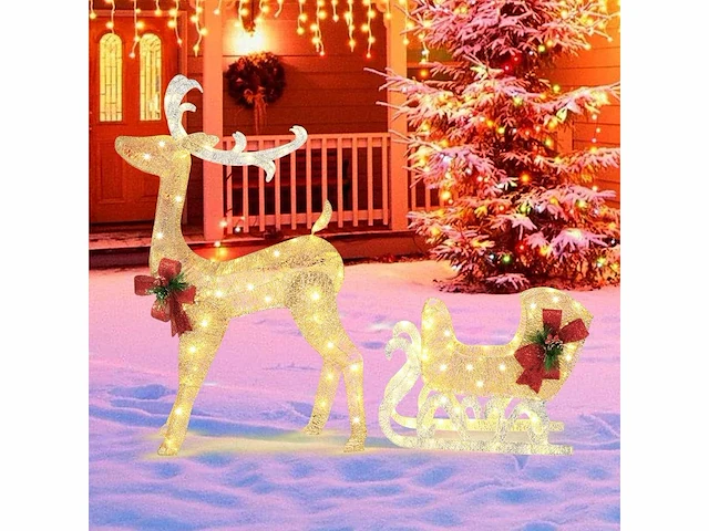 Led kerstversiering: rendieren en arrenslee - afbeelding 4 van  4