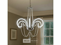 Led kroonluchter - 6017/6 - zilver - 6 lampjes - 48w - 3200k neutraal wit - aluminium - afbeelding 1 van  4