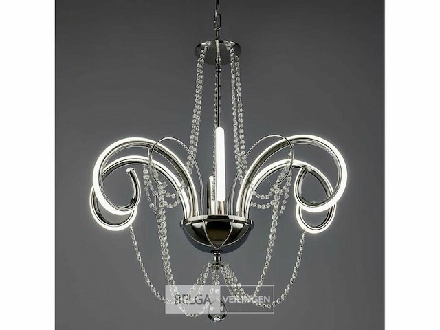 Led kroonluchter - 6017/6 - zilver - 6 lampjes - 48w - 3200k neutraal wit - aluminium - afbeelding 3 van  4