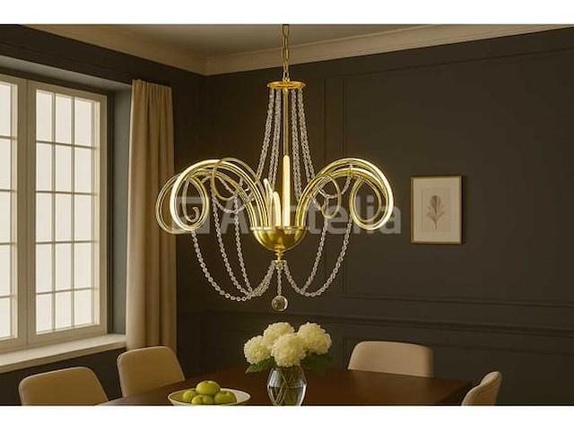 Led kroonluchter - 6017/8 - goud - 8 lichten - 64w - 4000k neutraal wit - aluminium - afbeelding 1 van  4