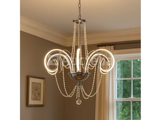 Led kroonluchter - 6017/8 - goud - 8 lichten - 64w - 4000k neutraal wit - aluminium - afbeelding 3 van  4