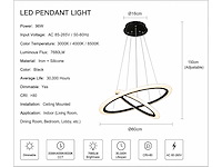 Led kroonluchter – 3 kleuren – dimbaar – p7060/2 - afbeelding 3 van  4