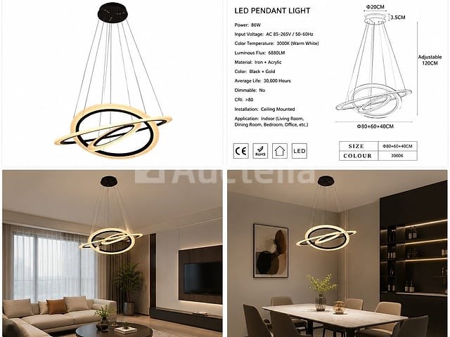 Led kroonluchter – 3 kleuren – dimbaar – p7060/3 - afbeelding 1 van  4