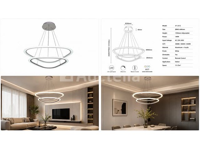 Led kroonluchter – 3 kleuren – dimbaar – p7068/2b - afbeelding 4 van  4