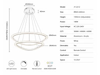 Led kroonluchter – 3 kleuren – dimbaar – p7068/2b - afbeelding 3 van  4