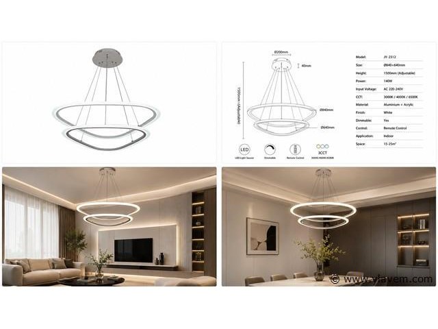 Led kroonluchter – 3 kleuren – dimbaar – p7068/2b - afbeelding 4 van  4