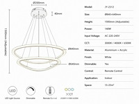 Led kroonluchter – 3 kleuren – dimbaar – p7068/2b - afbeelding 4 van  5