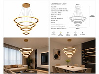 Led kroonluchter – 3 kleuren – dimbaar – p7068/4 - afbeelding 3 van  4
