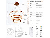 Led kroonluchter – 3 kleuren – dimbaar – p7081/3 - afbeelding 3 van  4