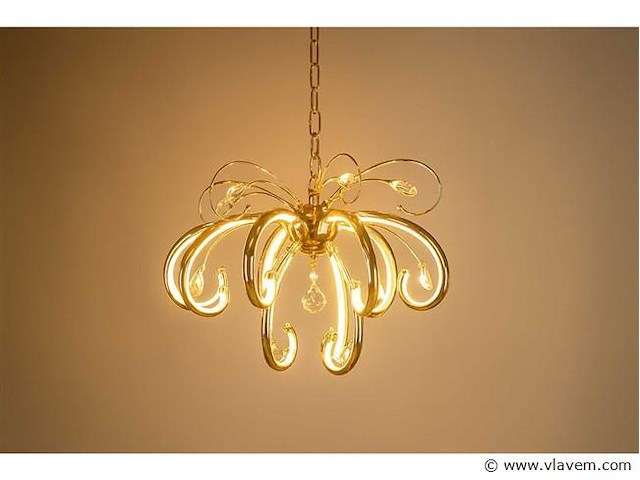 Led kroonluchter . 6015 (8+4) . goud . 12 lampjes . 58w . 4000k neutraal wit . aluminium - afbeelding 2 van  3