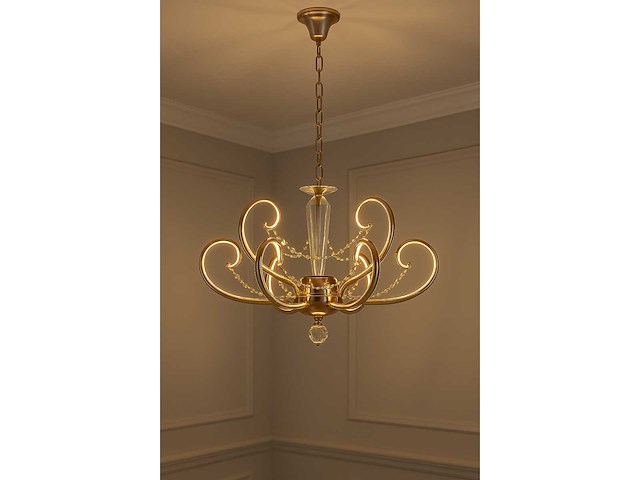 Led kroonluchter – 6016 (6+3) – goud – 9 lichten –54w – 4000k neutraal wit – aluminium - afbeelding 1 van  2