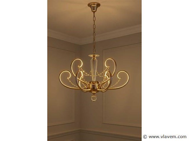 Led kroonluchter – 6016 (6+3) – goud – 9 lichten –54w – 4000k neutraal wit – aluminium - afbeelding 1 van  2