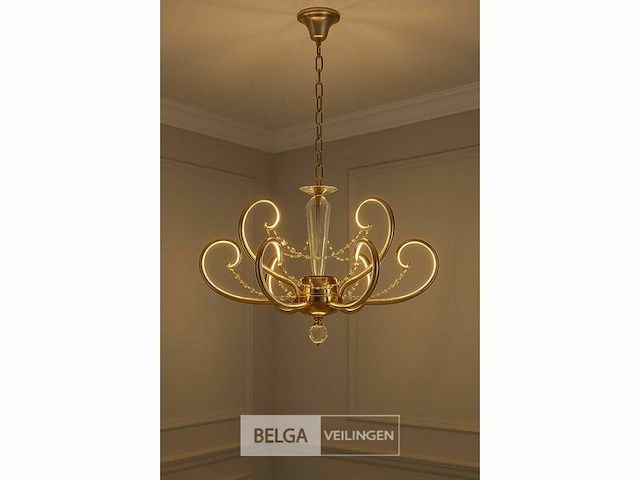 Led kroonluchter – 6016 (6+3) – goud – 9 lichten –54w – 4000k neutraal wit – aluminium - afbeelding 1 van  3