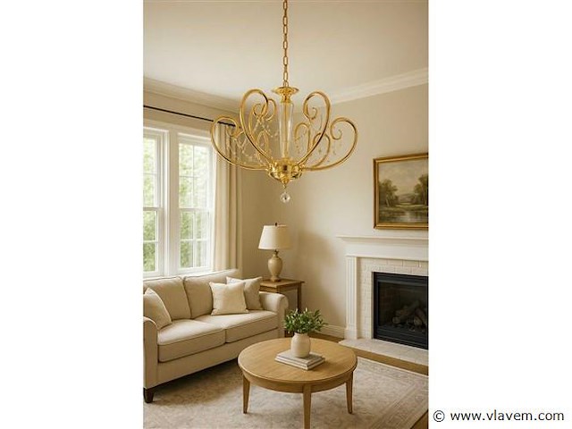 Led kroonluchter – 6016 (8+4) – goud – 12 lichten – 3000k warm wit – aluminium – elegant design - afbeelding 3 van  3